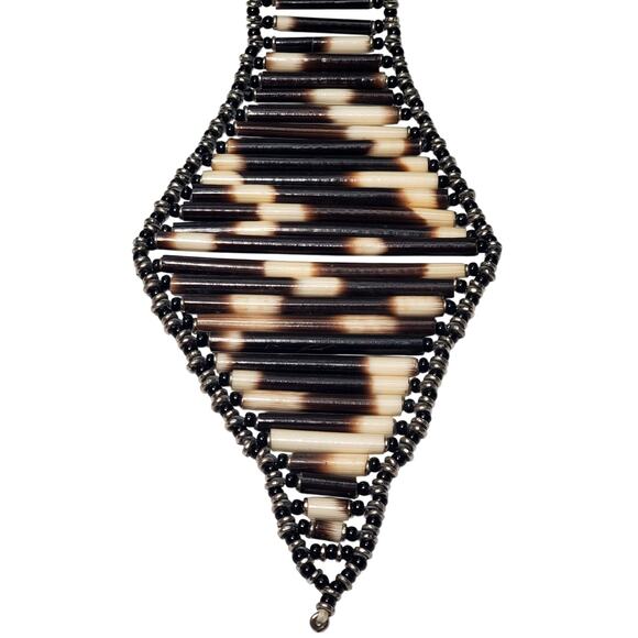 Porcupine Quill Beaded Handmade Choker Necklace 14" - Picture 2 of 13